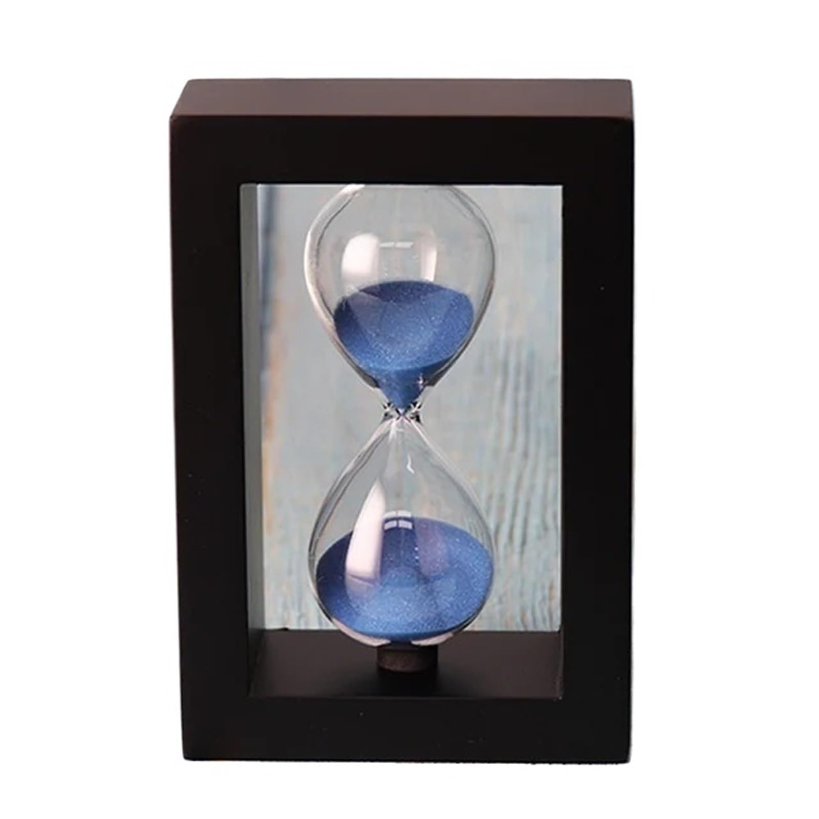 Wooden Hourglass Timer, Hourglass Sand Timer Wooden Clock Frame Glass Ornament Multicolor 5/15/30 min(Blue,15 min)