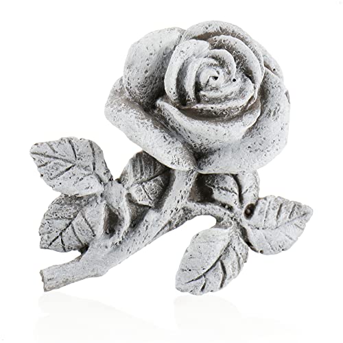 com-four® 2X Grabdekoration Rose - Gedenkstein der Hoffnung und Reinheit - Blumen-Trauerstein - wetterfester Grabschmuck - Gartendekoration in Steinoptik - Erinnerungsstein (2 Stück - Rose)