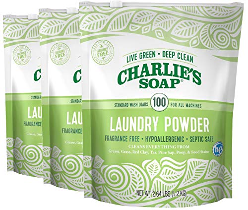 Product Image of the Charlie’s Soap Hypoallergenic Laundry Powder 100 Loads Bag, Pack of 3 (300...