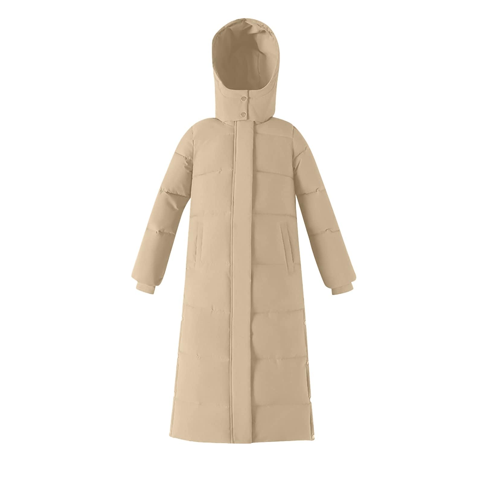 Chaqueta Mujer Abrigo Entretiempo Invierno Cazadora Plumiferos，Abrigo largo informal hasta la rodilla para mujer chaqueta gruesa con capucha y corte ajustado a la
