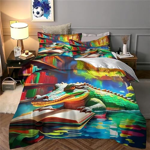 Housse de couette crocodile imprimé 3D avec fermeture éclair