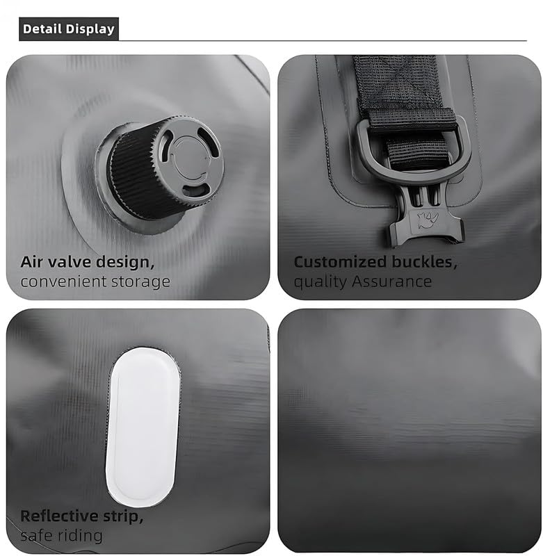 Image of HRWIN Motorcycle Tail Bag 40L Waterproof PVC Duffel Bag - Water-Resistant PVC Roll-Top Dry Luggage for Riders, Travel & Adventure - Roll Top Dry Sack for Motorbike, Car, Boat, and Outdoor Use (1Pcs)