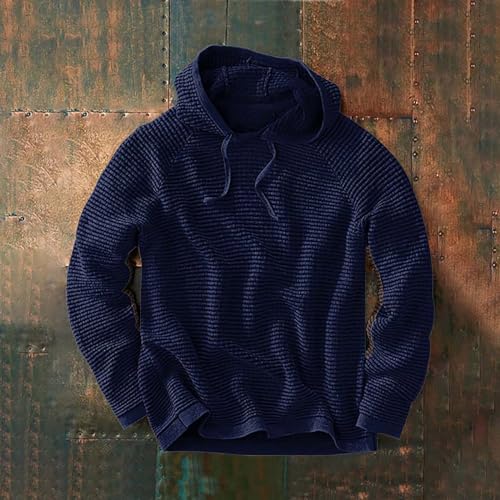 Waffle Hooded Sweatshirt for Men Long Sleeve Gym Athletic Hoodies Pure Color Drawstring Casual Pullover Tops2