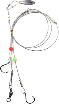 Circle Hook Rigs with 49 Strands Steel Leaders-Saltwater Surf Fishing Tackle Kit Heavy Duty Hooks 7 * 7 Strands Steel Wire with Nylon-Coating Leader...