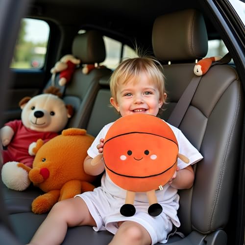 Image of Ryttir 11 Inch Big Creative 3D Simulation Basketball Pillow,Fluffy Cars Pillow Basketballs Toy Outdoor Cushions for Ball Owners,Cuddle Companion for Kids and Adults