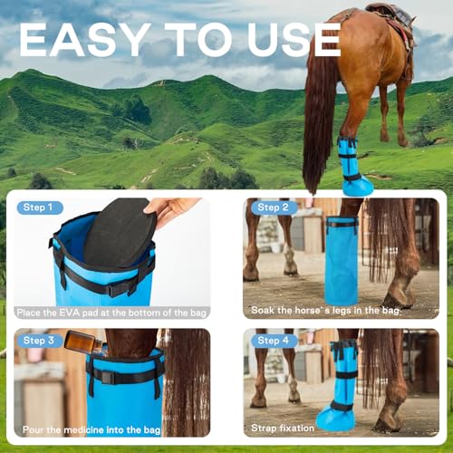 Image of Easy Use Hoof Soaking Boot for Horses,Ice Boots for Horses Horse Soaker Bag,Hoof Shoes Hooves Care Treatment Bucket with EVA Pad浸