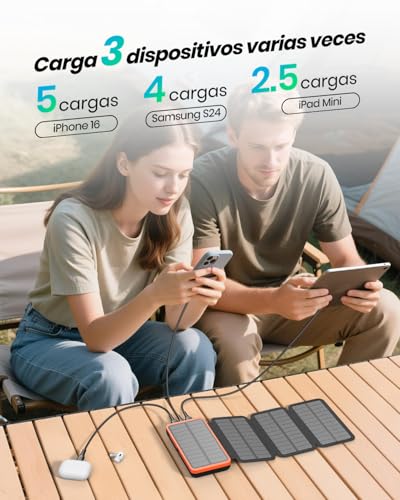 Batería Externa Solar de Carga rápida con 4 Paneles Solares Plegables 3