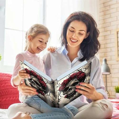 Image of Photo Album 4x6 120 Pockets Photos with Strong Elastic Band, Small Mini Albums Sheet Protector Folder for Photos, Album for Family Wedding Women Men Baby Vacation Gift, Skull Red Rose