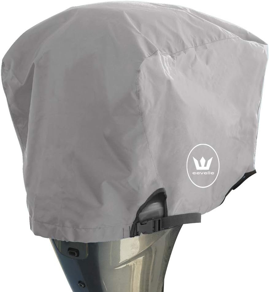 Outboard Boat Motor Covers Heavy Duty 600D Polyester Marine Canvas - 9 Colors (Silver, 115 to 225 HP)