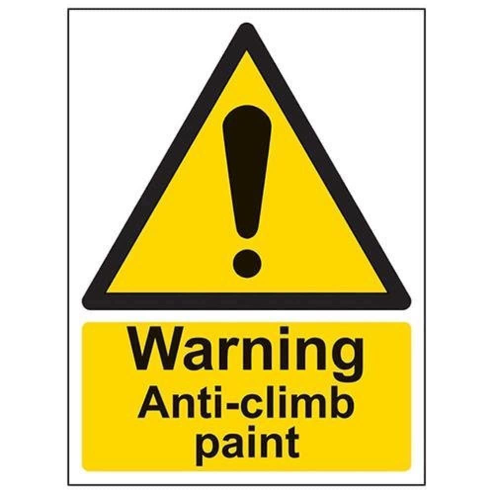 V Safety Warning Anti-Climb Paint Sign - 150mm x 200mm - 1mm Rigid Plastic