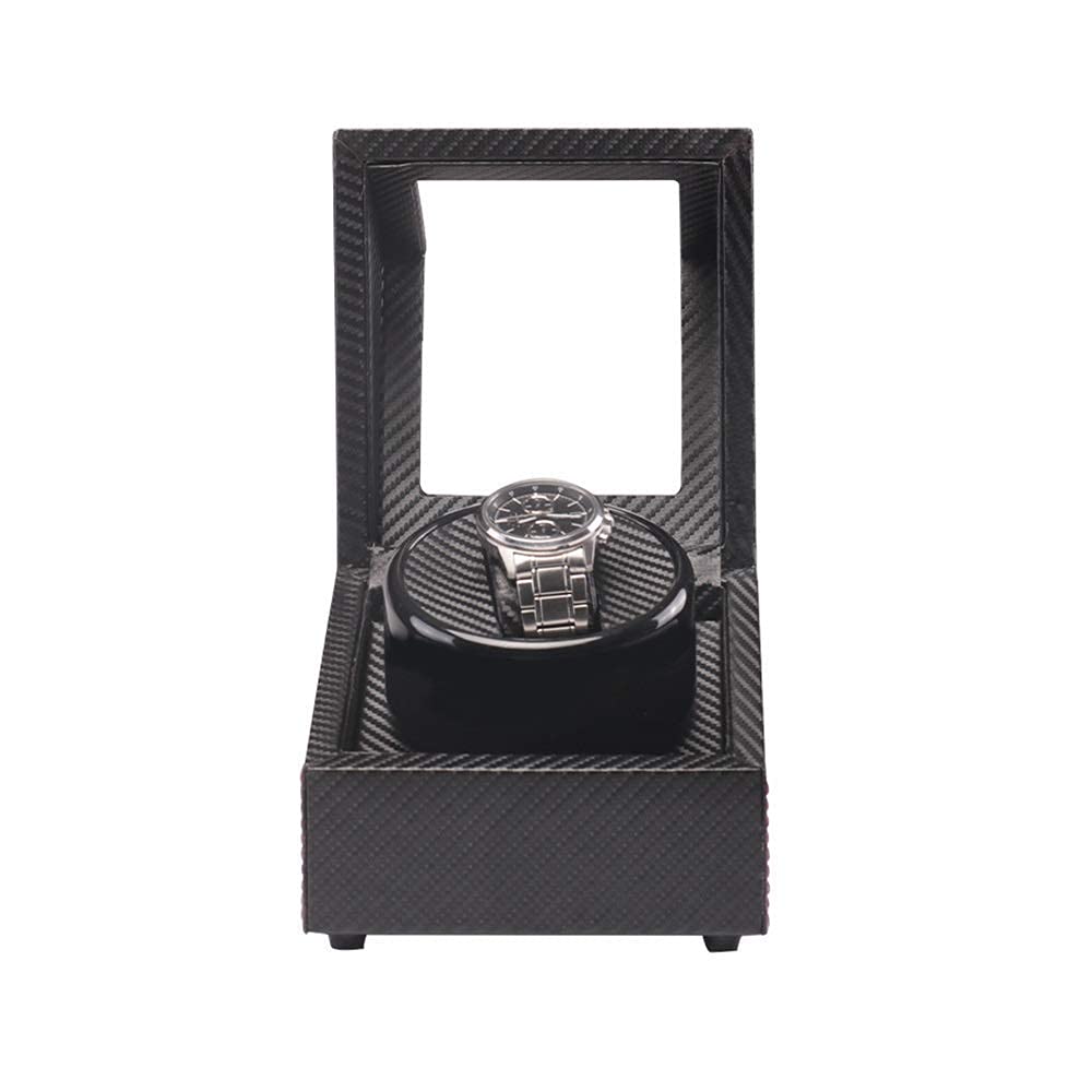Xiaoxu Remontoir Automatique pour Montres, Cuir PU Noir en Fibre de Carbone, Moteur Ultra Silencieux, Coussins Souples