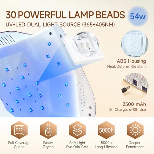 Okasiuv UV LED Nail Lamp with UV Gloves Magnetic Metal Mirror Base Cordless Dryer Gel - image 6