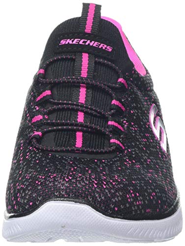 Skechers Skechers Women's Low-Top Trainers, Black Black Knit Pink Trim BKHP, 9