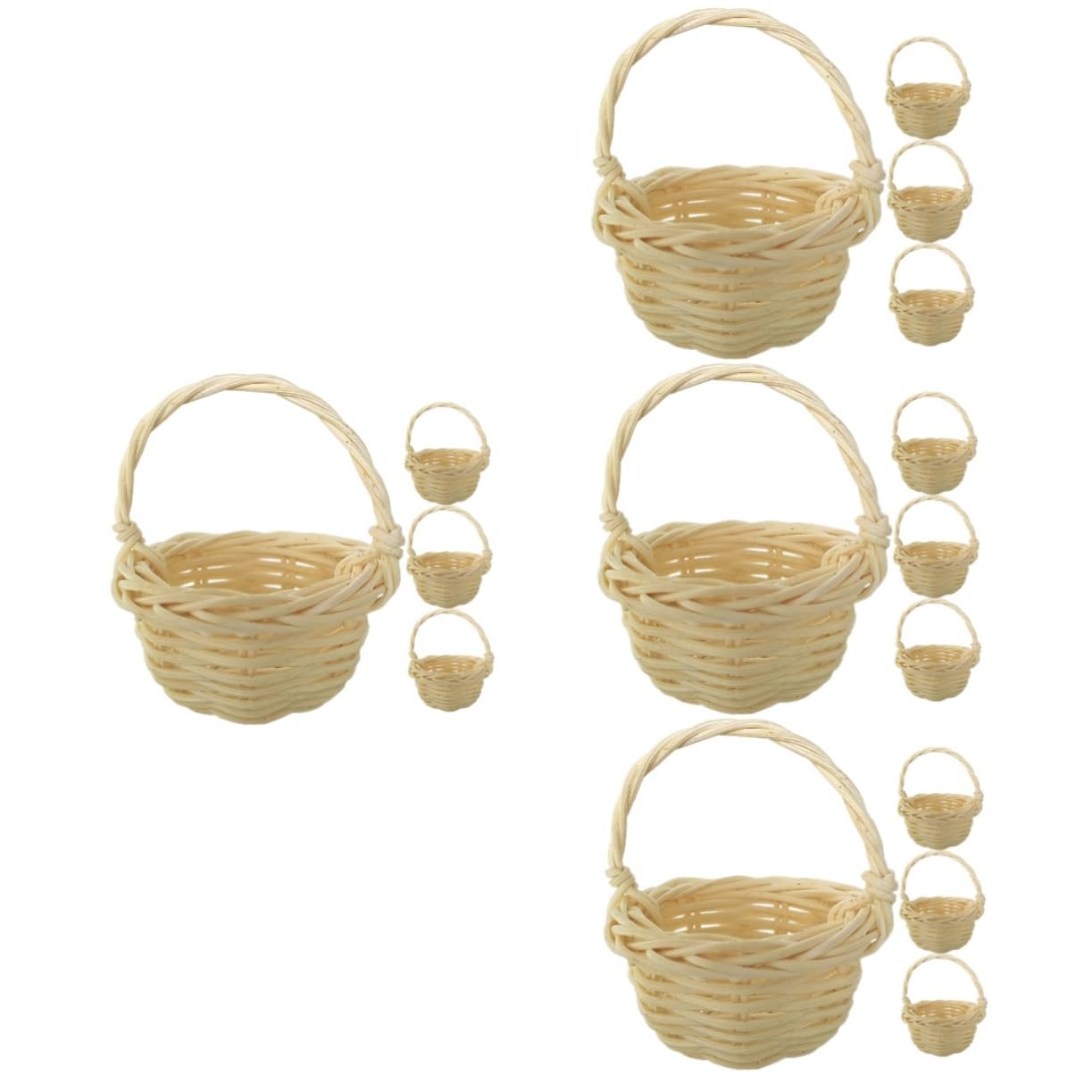 Zerodeko 16piezas Cesta De Ratan Miniatura Para Almacenamiento y Decoración Cesta Tejida Mano Para Flores y Picnic Accesorio Multifuncional Diseño Rural y Artesanal