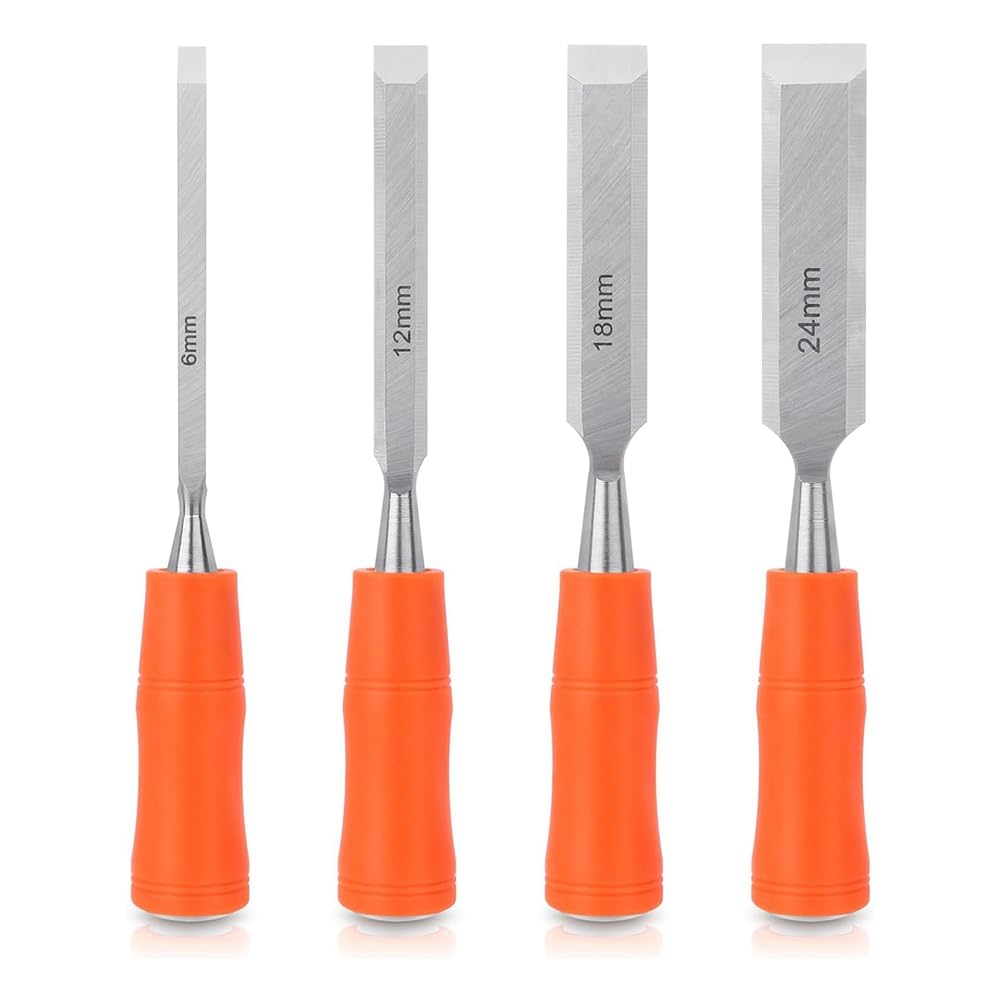 Greohnmpaw 4 Piece Wood Chisel Sets Woodworking Tools Set, Wood Chisels For Woodworking With Steel Hammer End Wood Tools Chisel Set