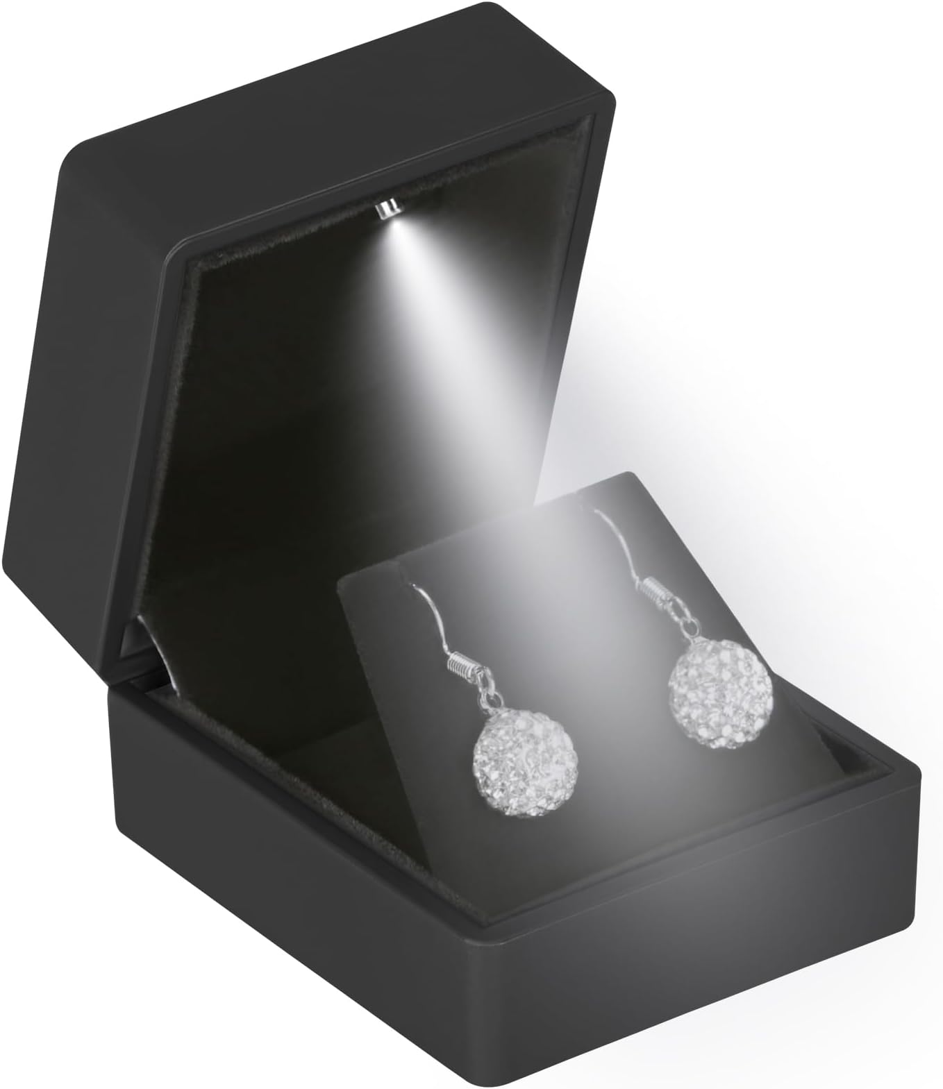 LETURE LED Stud Earring Jewelry Gift Box for Proposal, Wedding, Engagement，Birthday Luxury Jewelry Gift Box with LED Light, Jewellry Display Box (Black)