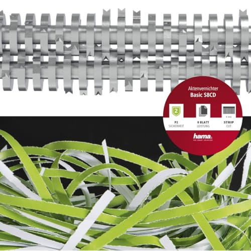 Hama |Trituradora de Papel Nivel Seguridad P2,T1 (Basic S8CD, Destructora de Papel, Velocidad Corte: 2,8m/min, Bandas magnéticas, BLU-Ray, CD, DVD, Papel, Tarjetas de plástico) Negro - imagen 7