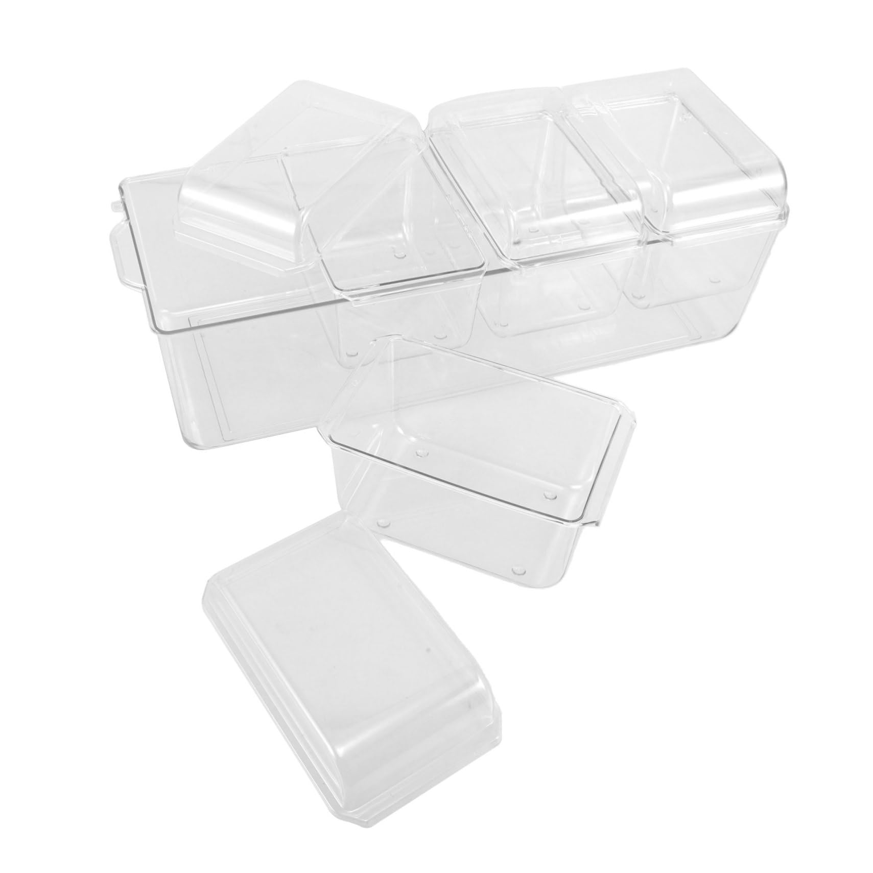 CONGARTENO Chilled Condiment Holder Set Transparent Compartment Food Dispenser for Fruits Salads Easy to Clean Serving Tray with Tongs Forks for Home Picnics Parties