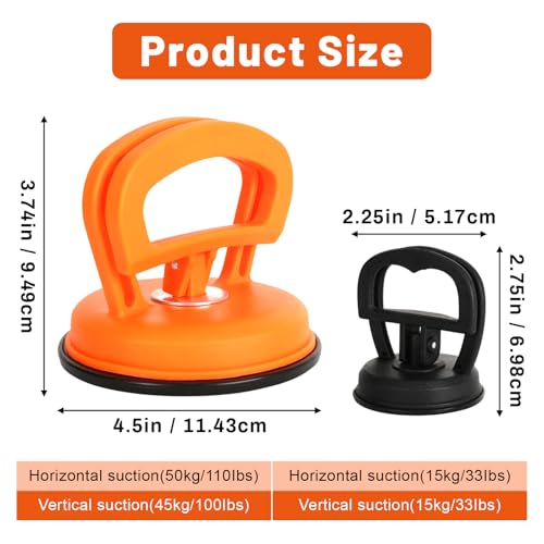 Image of Car Dent Puller, 3 Pack Car Dent Puller, Dent Remover Tool for Car Paintless Dent Repair Kit and Suction Cup Dent Puller for Glass, Screen, Tiles Lifting and Objects Moving (Orange+Black)