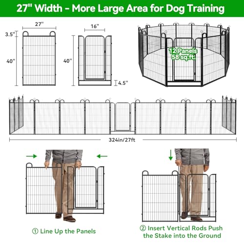 Image of Kfvigoho Dog Playpen Outdoor 12 Piece Panels Heavy Duty Dog Fence 40 inch