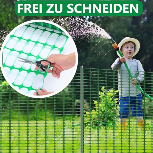 Warmfay Gartenzaun 1m Hoch, 20m Lang, Hundezaun Mobiler mit Pfähle und Kabelbindern, Universal PE Begrenzungszaun, Zaun ohne Strom, für Garten, Haus, Hof