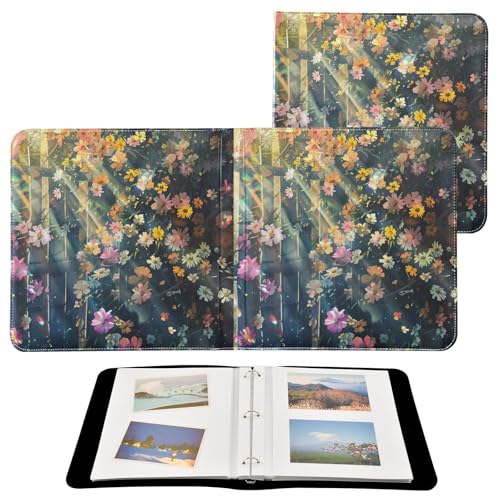 Álbum de fotos autoadhesivo DIY Scrapbook FLildon con diseño floral, cubierta de cuero PU, 3 anillos, 40 páginas, tamaño 11.8 x 11.2 pulgadas miniatura 2