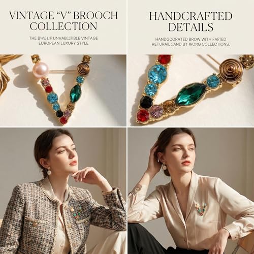 Image of Initial Brooch Pins A-Z 26 Letters Brooches For Women Colorful Enamel Alphabet Pin Pearl Crystal Lapel Pin