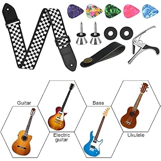 DIKEBAO Sangle de Guitare Electrique en Coton Bandoulière de Guitare Folk aux Carreaux Noirs et Blancs Ceinture Guitare Acoustique Bretelle de Guitare avec 5 Médiators pour Guitare Classique, Basse - Les Beatles, Paul McCartney, John Lennon, RIngo Starr, George Harrison DIKEBAO Sangle de Guitare Electrique en Coton Bandoulière de Guitare Folk aux Carreaux Noirs et Blancs Ceinture Guitare Acoustique Bretelle de Guitare avec 5 Médiators pour Guitare Classique, Basse – Image 7