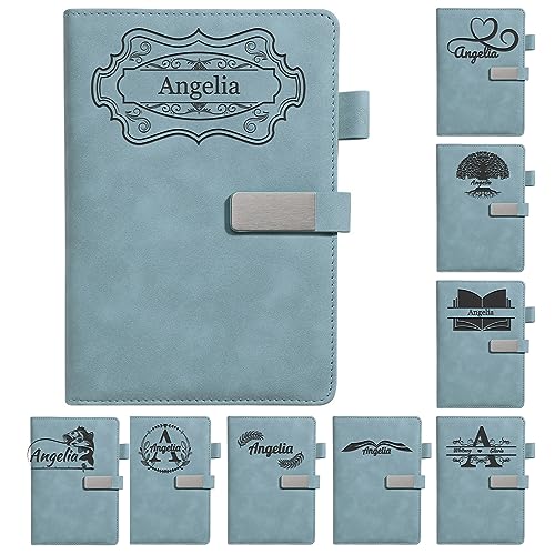 SHKINETARRY Cuaderno personalizado con nombre grabado, Diario de cuero personalizable para hombres y mujeres U1