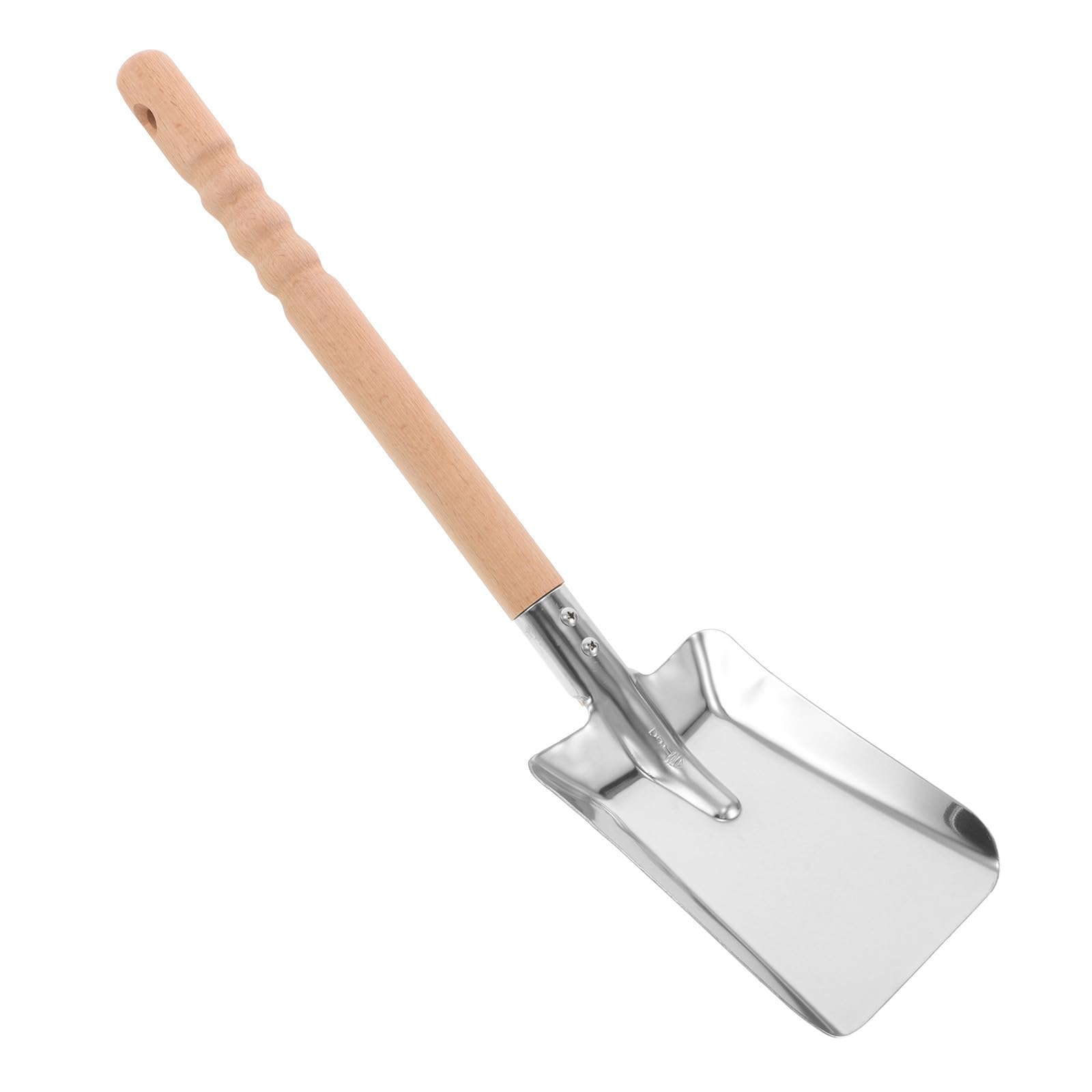Toyvian Edelstahl Kamin Ascheschaufel mit Buchenholzgriff Multifunktionale Kamin Grillkohle Schaufel Kompakt Leichtes Design für Feuerstelle Camping Garten und Haustierreinigung