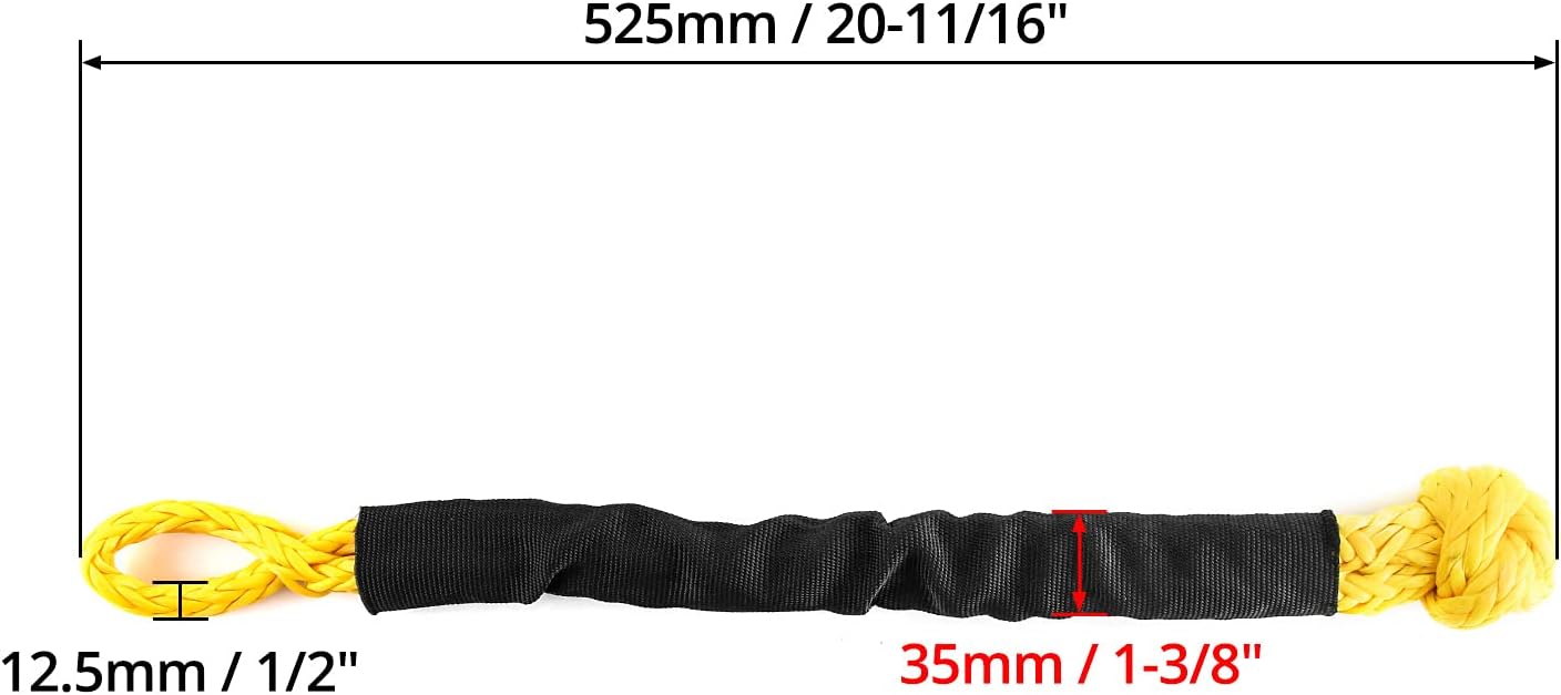 QWORK Synthetic Soft Shackle for Road Towing Sailing ATV Truck, 4 Pack 1/2 Inch x 20 Inch, 42,000lbs Breaking Strength Synthetic Rope Shackle Recovery Rope with Sleeve