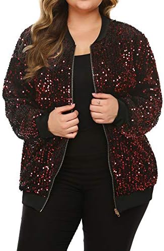 womens red sequin jacket
