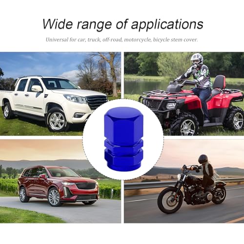 Image of Osilly Car Tire Stem Valve Caps, 8 PCS Aluminum Alloy Valve Stem Covers, Leak-Proof Tire Cap Cover Accessories, Hexgon Style Wheel Air Valve Caps for SUV Car Bike (Blue)