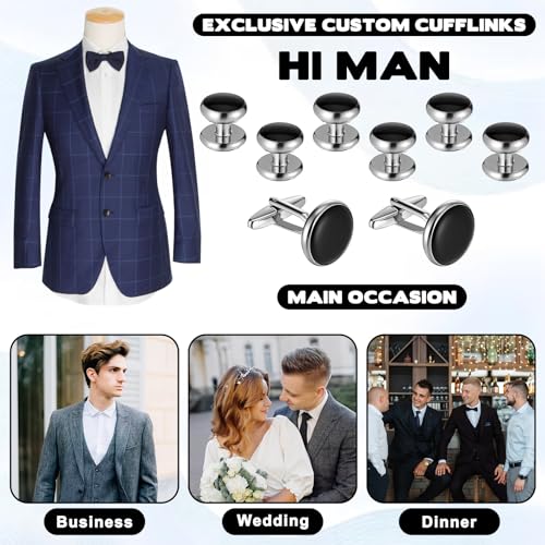 Set 8 Piezas Gemelos y Botones para Esmoquin Hombre miniatura 4