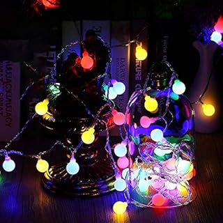 Fairy Festoon Lights with Remote Control 50 LEDs Multi Colored Globe String Lights Battery Powered 10M 8 Modes Waterproof Decorative Lights for Indoor Outdoor Party Home Garden Patio Bar Restaurant