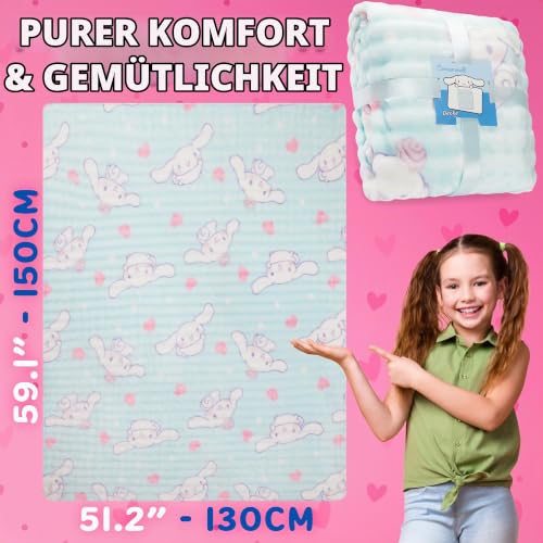 Get Trend Cinnamoroll Sanrio Kuscheldecke 130x150 cm Flauschige Fleece Decke, Lizenziert, für Bett, Sofa & Reise… – Ansicht 6
