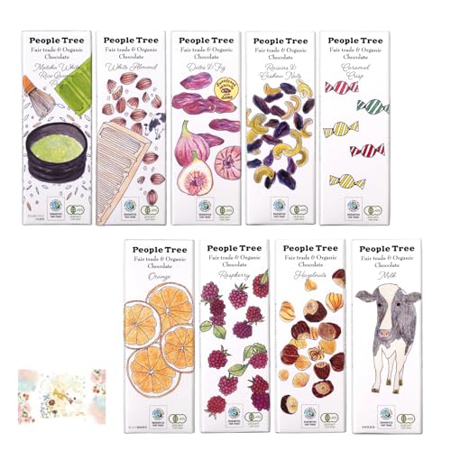 People Tree (ピープルツリー) フェアトレード&オーガニック板チョコレート ※フェアリーチェメッセージカード付き (板チョコ・ミルクシリーズ・全9種)