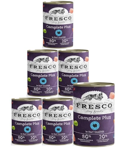 FRESCO Dog NassBarf Pute 6 x 800g | Hundefutter Nass getreidefrei | Mono-Protein & 80% Frischfleisch | Nassfutter für Hunde ohne künstliche Zusätze | Aus Deutschland
