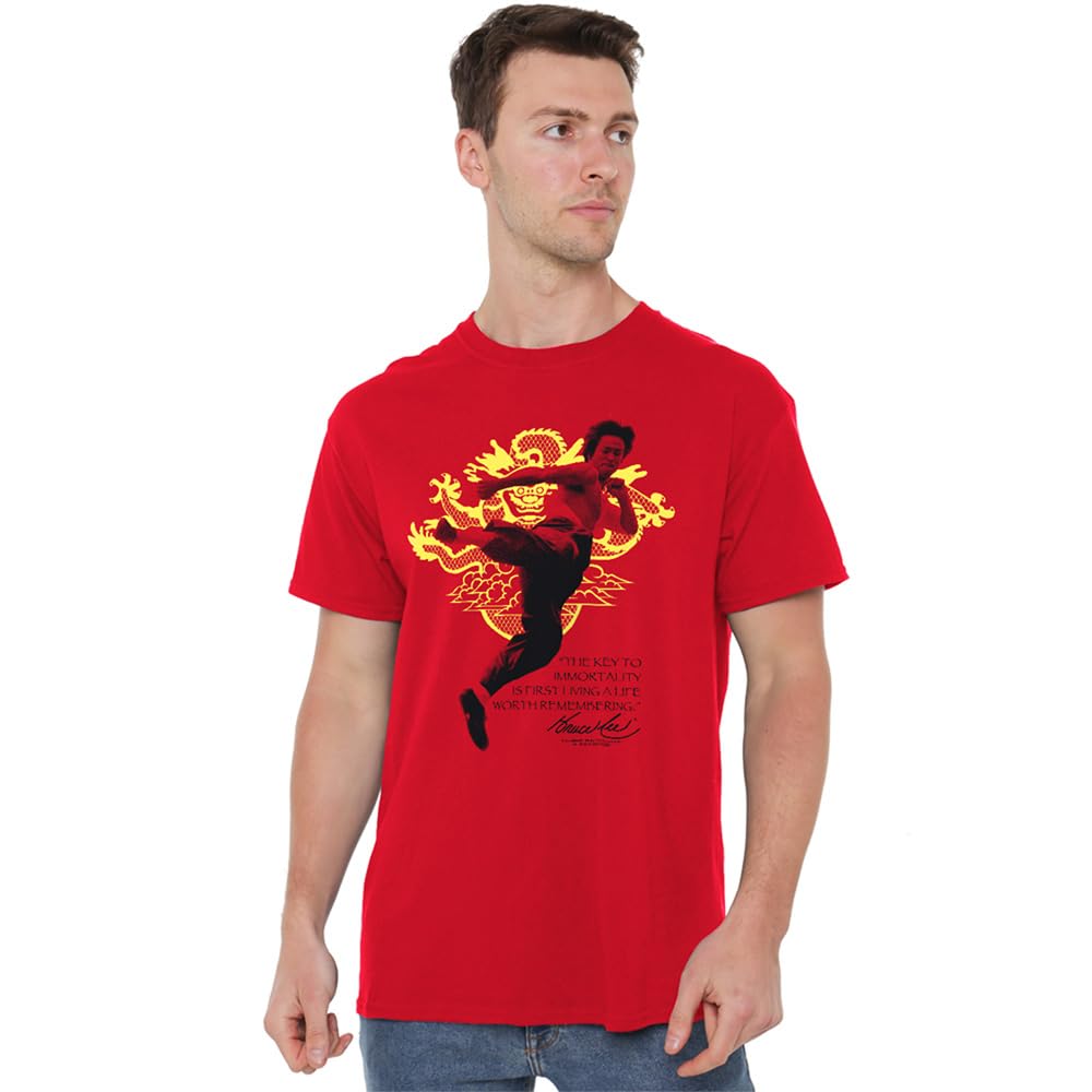 Men's Red Other Bruce Lee Immortal Dragon T Shirt in Size M, Sports Direct