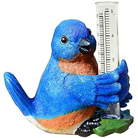 Blue Bird Rain Gauge by Michael Carr Designs - Outdoor Bird Rain Gauge Figurine for gardens, patios and lawns (80120) Cover