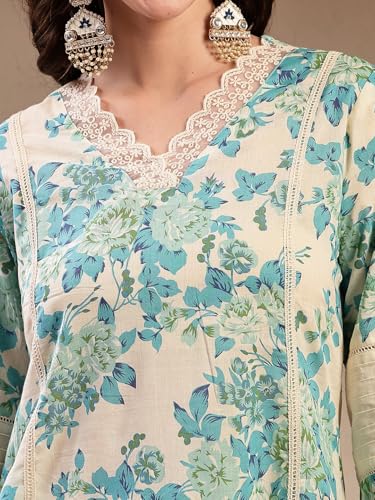 Image of Stylum Women's Floral Printed Cotton Kurti Pant Set