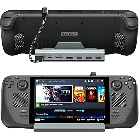 Steam Deck Dock,7-in-1 Steam Deck Docking Station with HDMI 2.0,DP1.2 4k@60Hz,Steam Deck Touchpad Protector,1000Mbps Ethernet,3 USB 3.0 ,100W PD Fast Charging Dock for Valve Steam Deck Cover