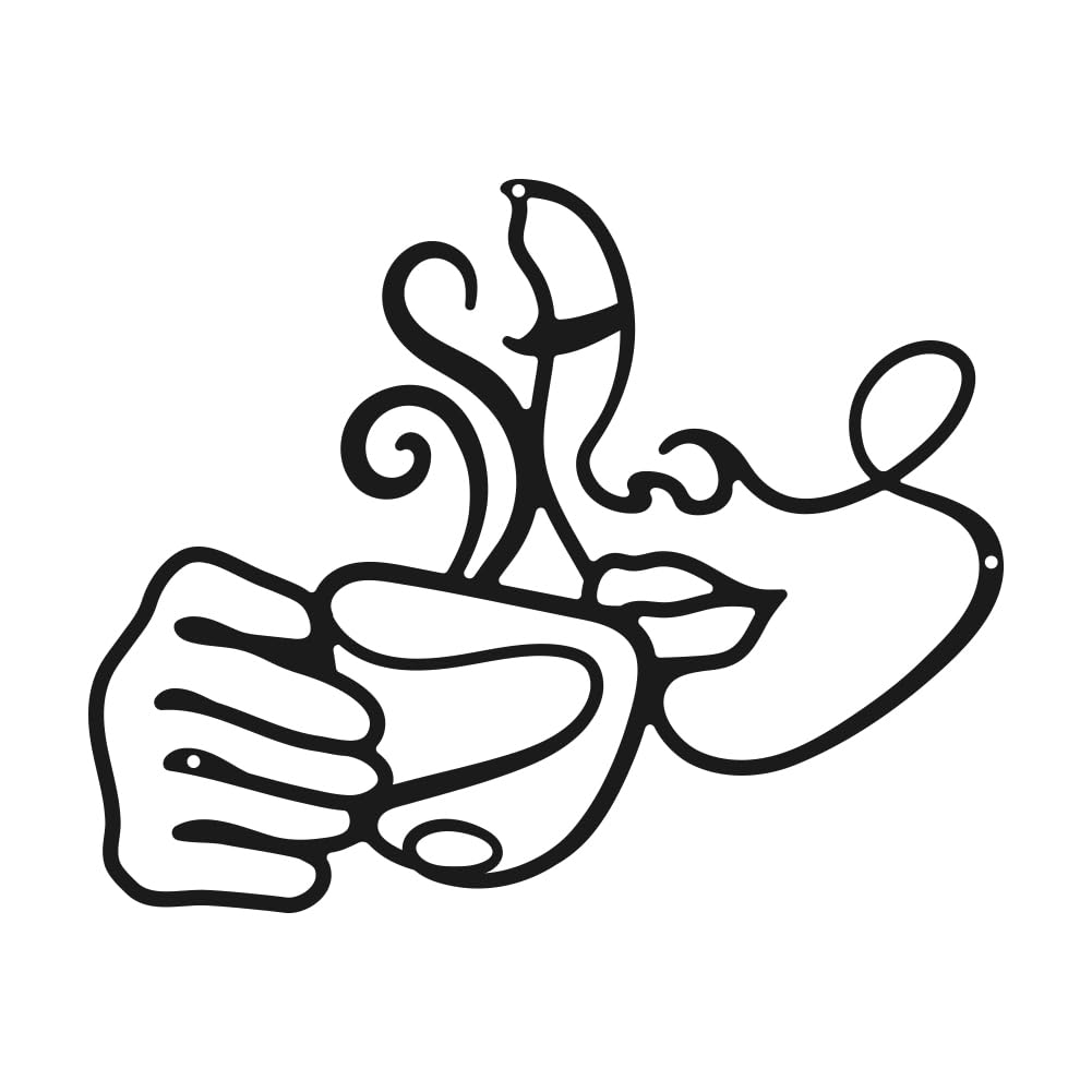 ACRNIGHEET Coffee Wall Art Decor Kitchen Wall Art Decor 3D Minimalist Women Coffee Wall Decor Black Wall Decorations Metal Modern Art Wall Hanging