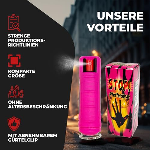 2 x Wilhelm Pfefferspray 16 ml Schlüsselanhänger pink Tierabwehr Selbstverteidigung CS Gas KO Spray hochdosiert (ca. 2 Mio. Scoville) effektives Verteidigungsspray