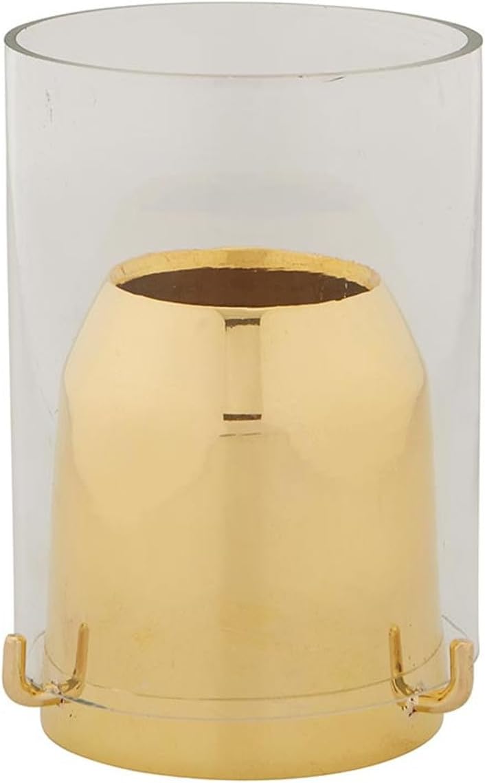 Trinity Church Supply Brass Tone Metal Candle Hi Polish Drip Cup with Glass Shield Follower Candlestick Liners Inserts Holders Candle Accessory, 1.5 Inch Dia.