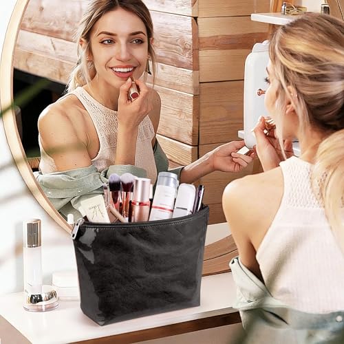 Image of KALIDI PVC Zipper Tote Bag, Jelly Kraft Paper Beach Bag Large Hobo Carry All Travel Shopping Handbag Plastic Shoulder Bag