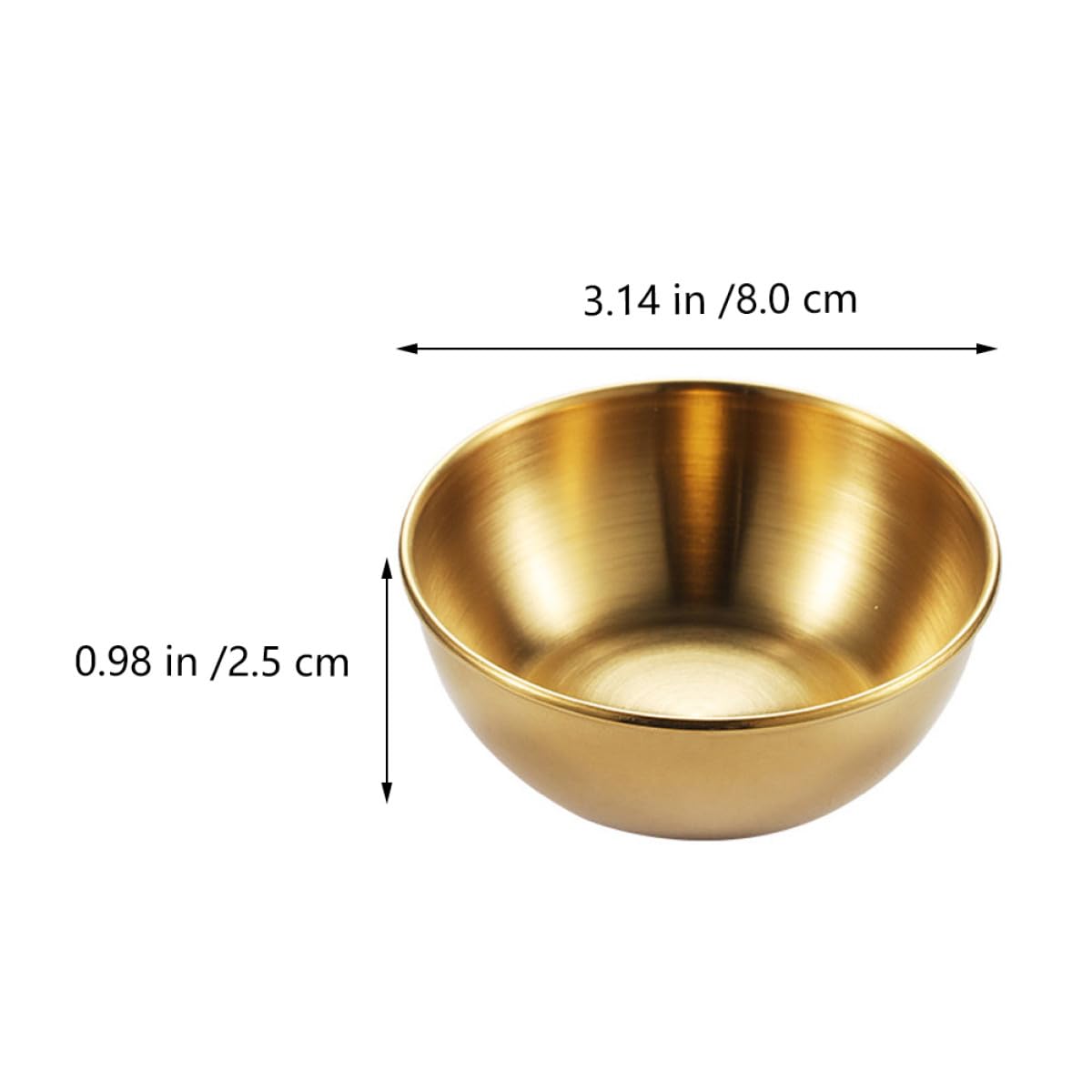 DOITOOL Juego de 8 Mini Platos de Aperitivo y Cuencos para Mojar en Acero Inoxidable Dorado, Resistente a Calor y Ácido, Diseño Simple para Restaurantes y Comedor