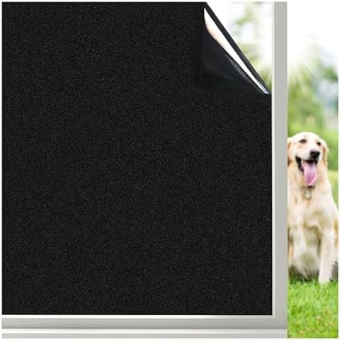 Coavas 100% Blackout Window Film UV Heat Blocking Window Privacy Film Room Darkening Frosted Glass Window Cover Static Cling Removable Window Tint for Home Day Sleep Bedroom (No Glue,17.5"W x 78.7"L) Cover