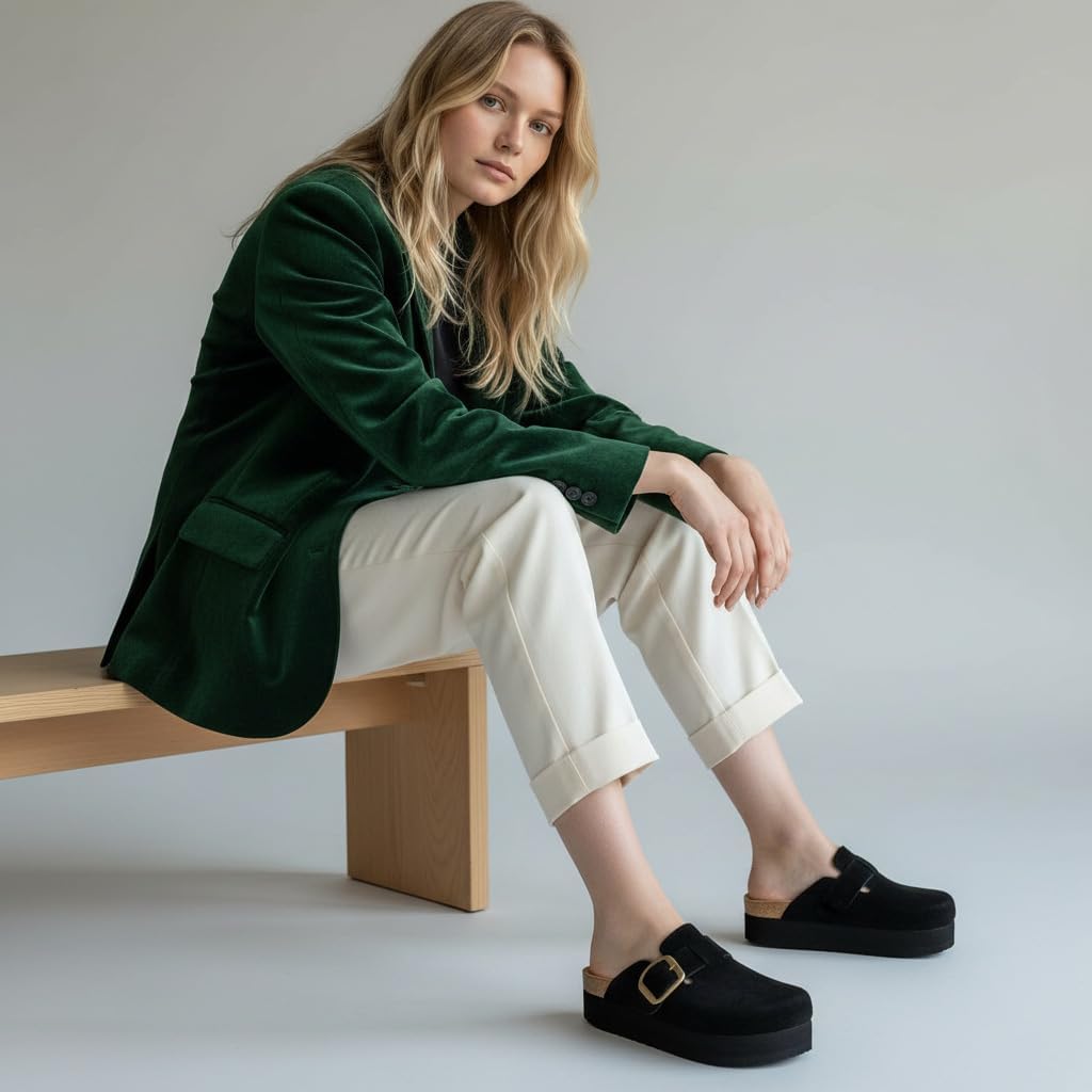 CUSHIONAIRE Women's Granola *Previous Buckle Issue Fixed* Genuine Suede Cork Footbed Platform Clog, +Comfort, Wide Widths Available - Image 3