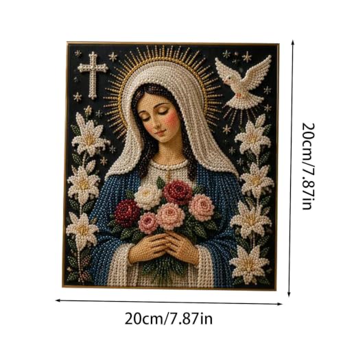Cuadro espiritual de la Virgen María con perlas para conectar con la devoción en el hogar 2